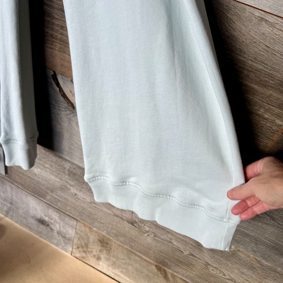 Warm NY Womens Wide Leg Terry Cotton Jumpsuit S/M Light Blue 3/4 Sleeve Lounge